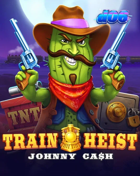 Tampilan visual slot Train Heist Johnny Cash dengan tema koboi dan kereta api
